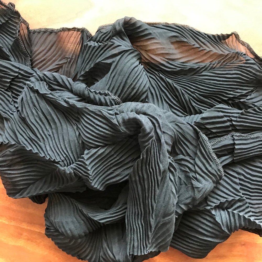 Issey Miyake Black Pleated Scarf